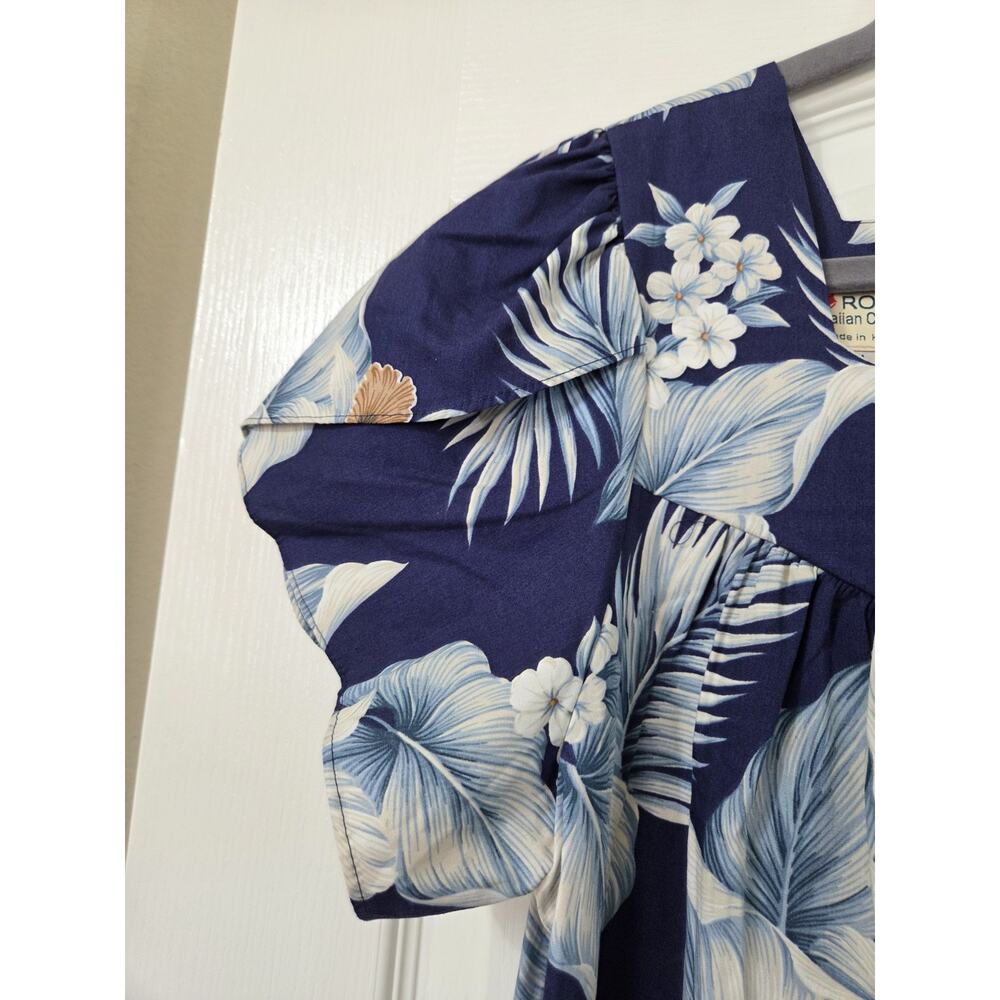 Royal Hawaiian Creations Blue Floral Muumuu Shift Midi Dress, Women's Medium - Picture 5 of 15